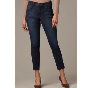 Wit & Wisdom Ab-Solution Skinny Jeans Dark Indigo Blue Raw Hem L104KEFF Womens 8